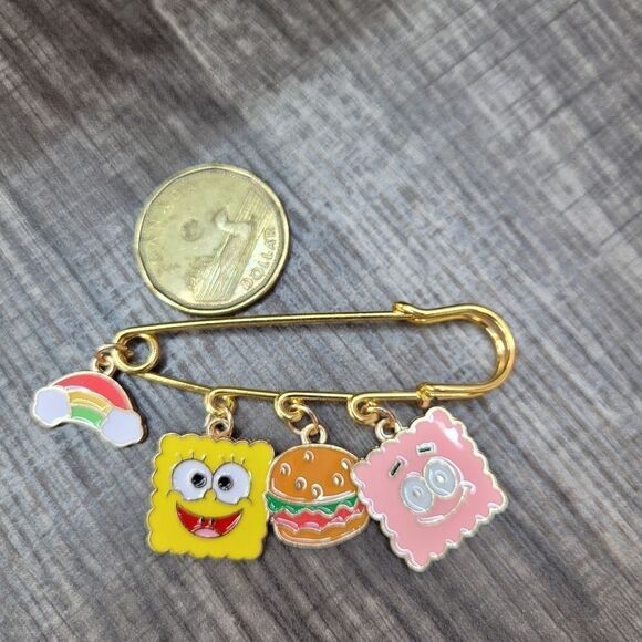 2/$20 Brand New Spongebob Gold Pin With Charms - Picture 4 of 4